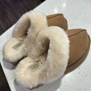 UGG Tan and Cream Sheepskin Slippers